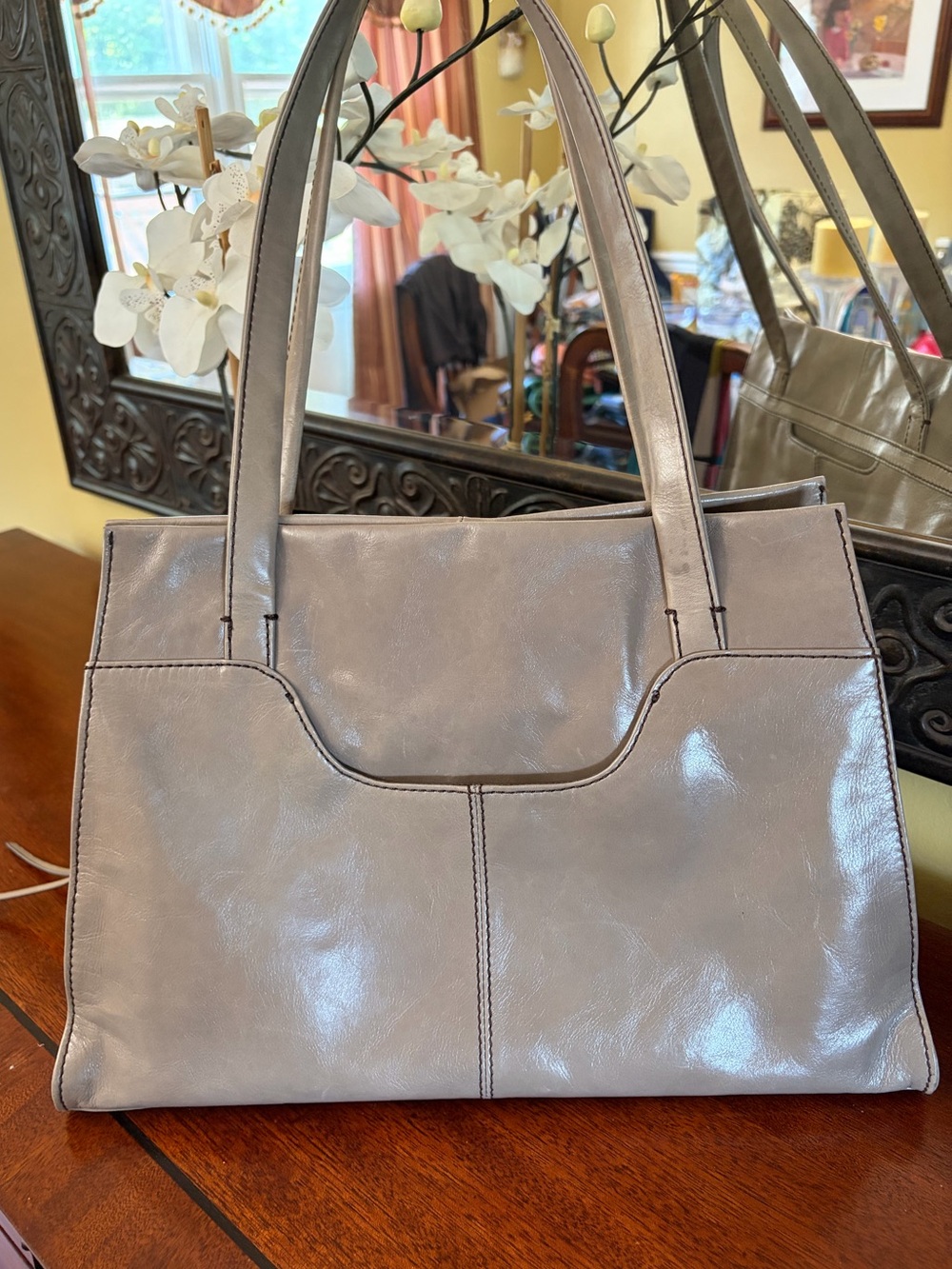 HOBO Light Gray Leather Tote